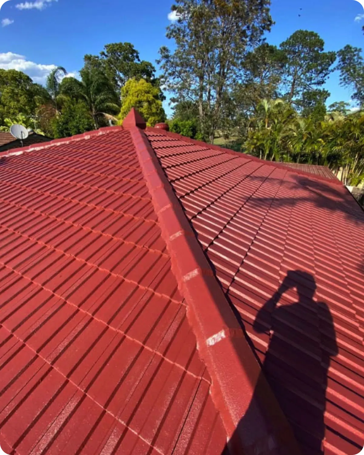 Roofers installing new COLORBOND roofing sheets